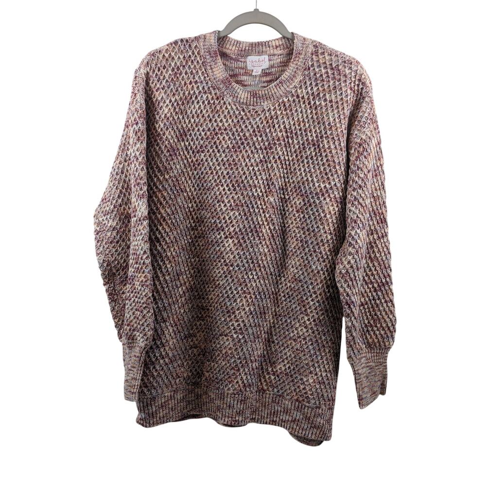 Ingrid & Isabel Maternity Sweater Textured Pullover Large Pink Crew Knit Classic